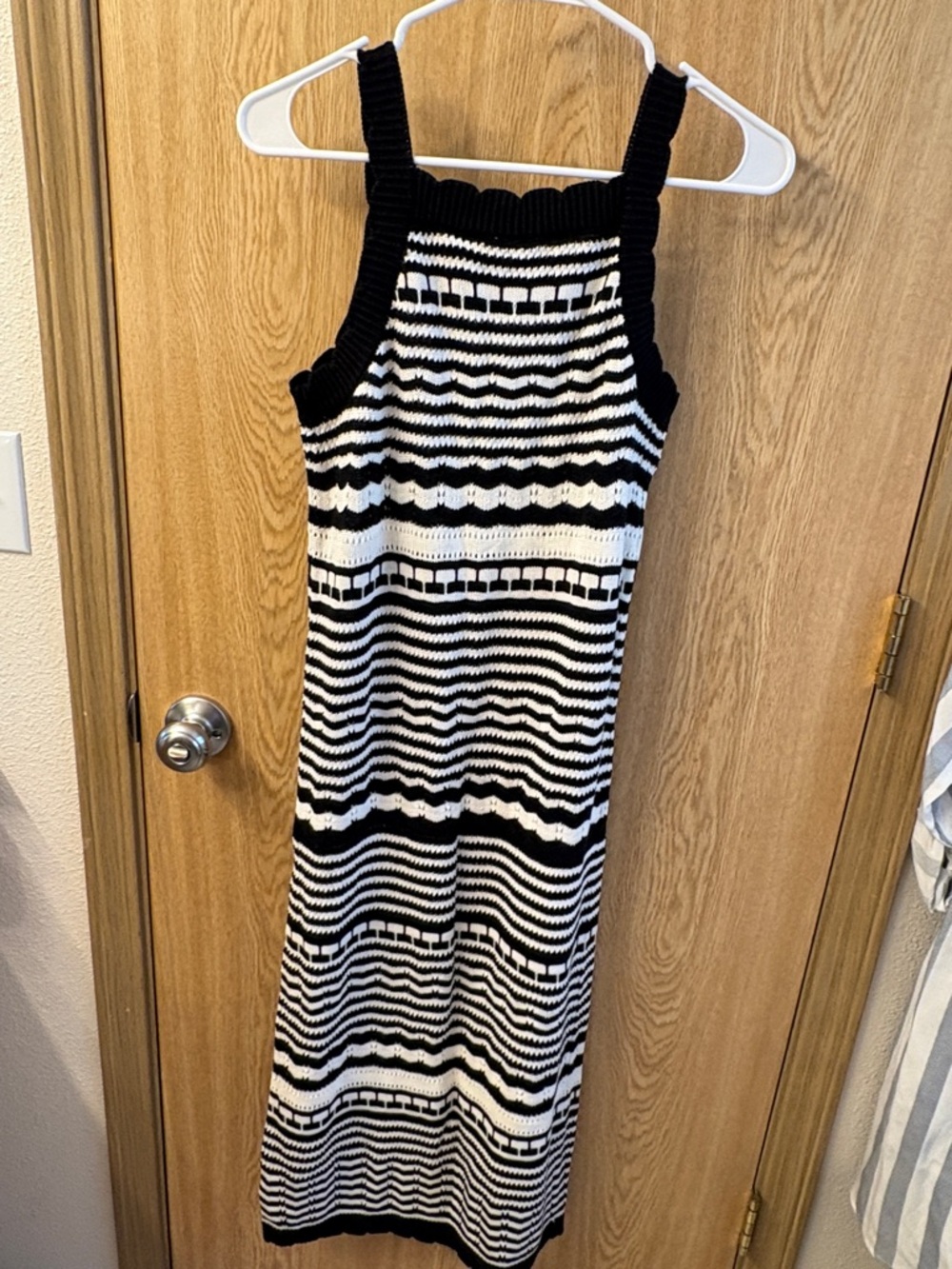 Joie Black and White Striped Knit Midi Dress - Picture 3 of 3